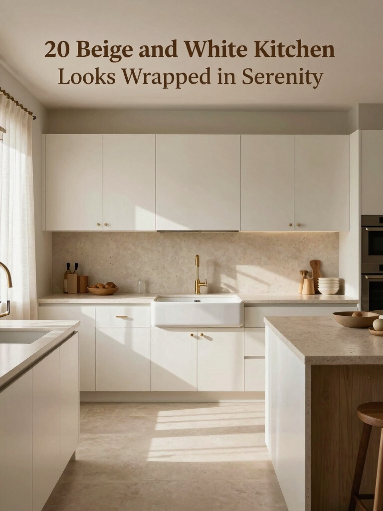 serene beige and white kitchens