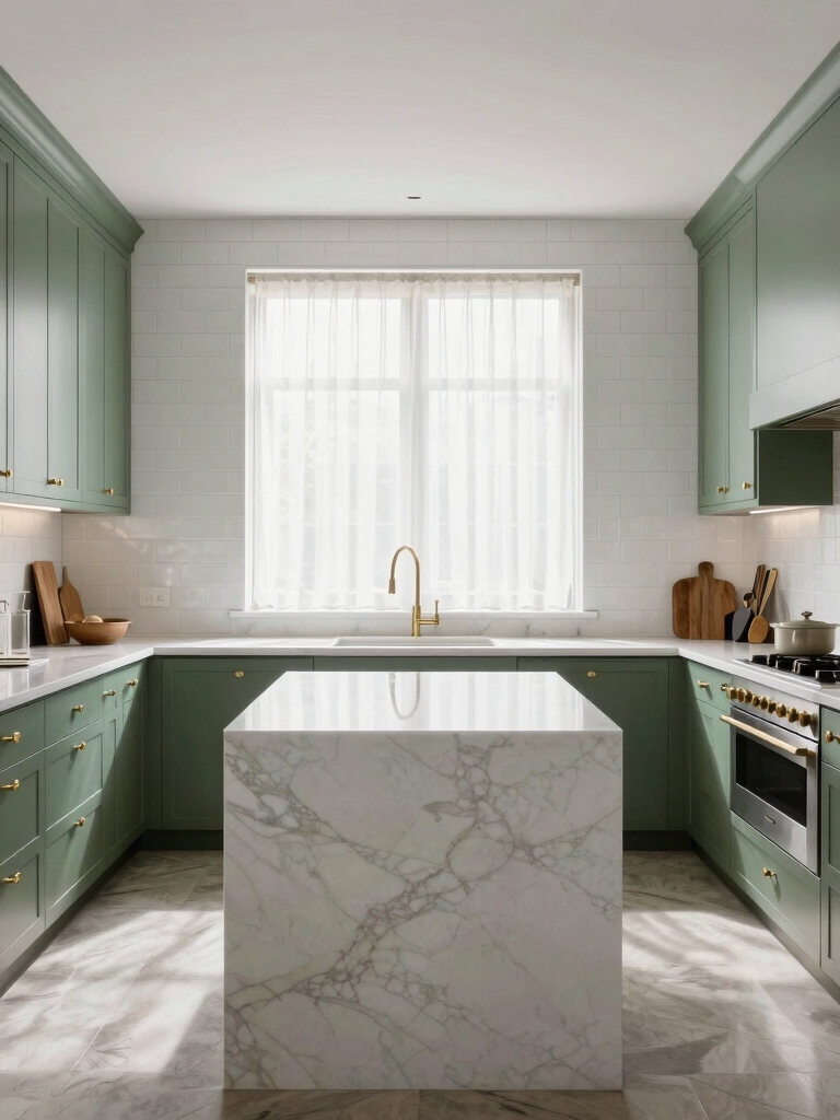 sleek sage subway backsplashes