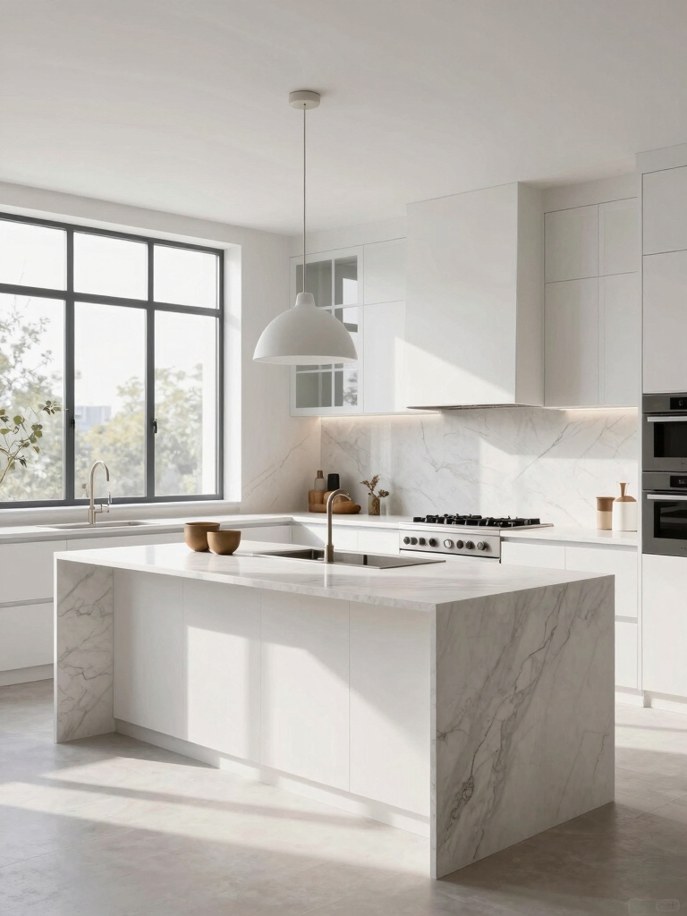 sleek white luxury kitchens
