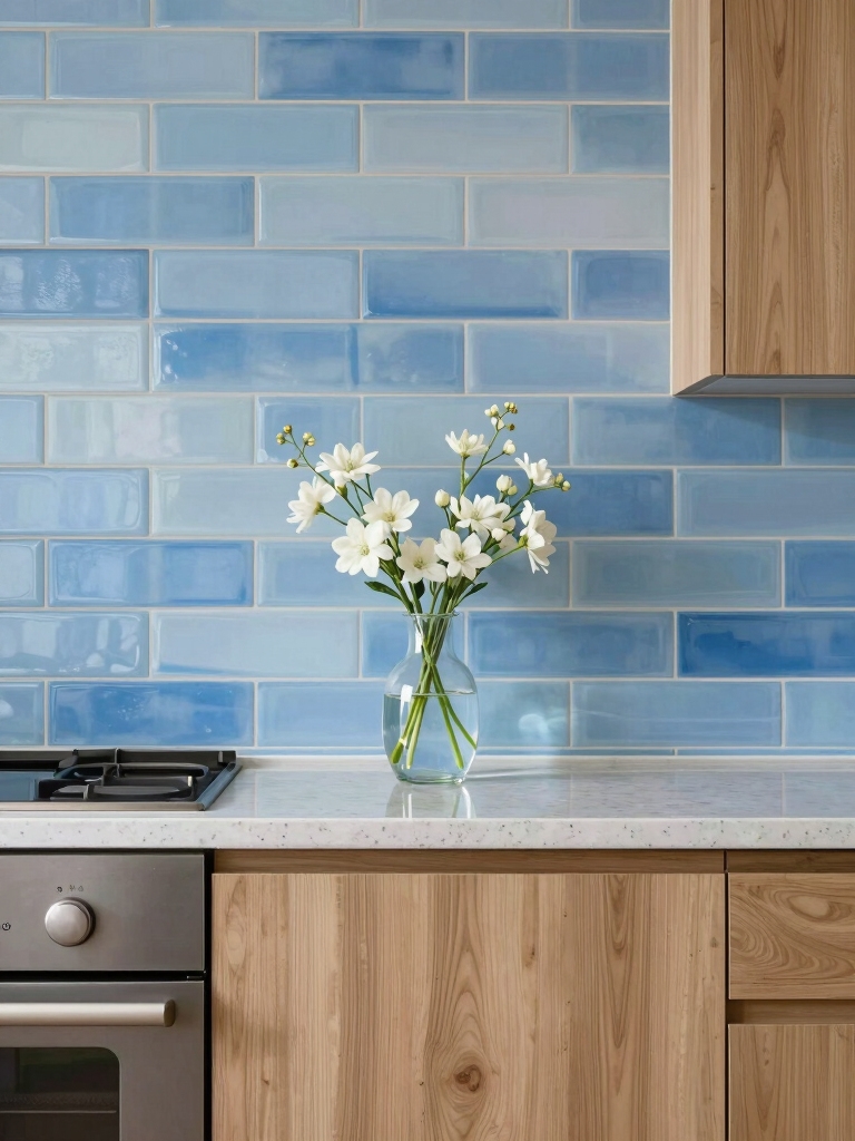 soothing blue kitchen backdrop