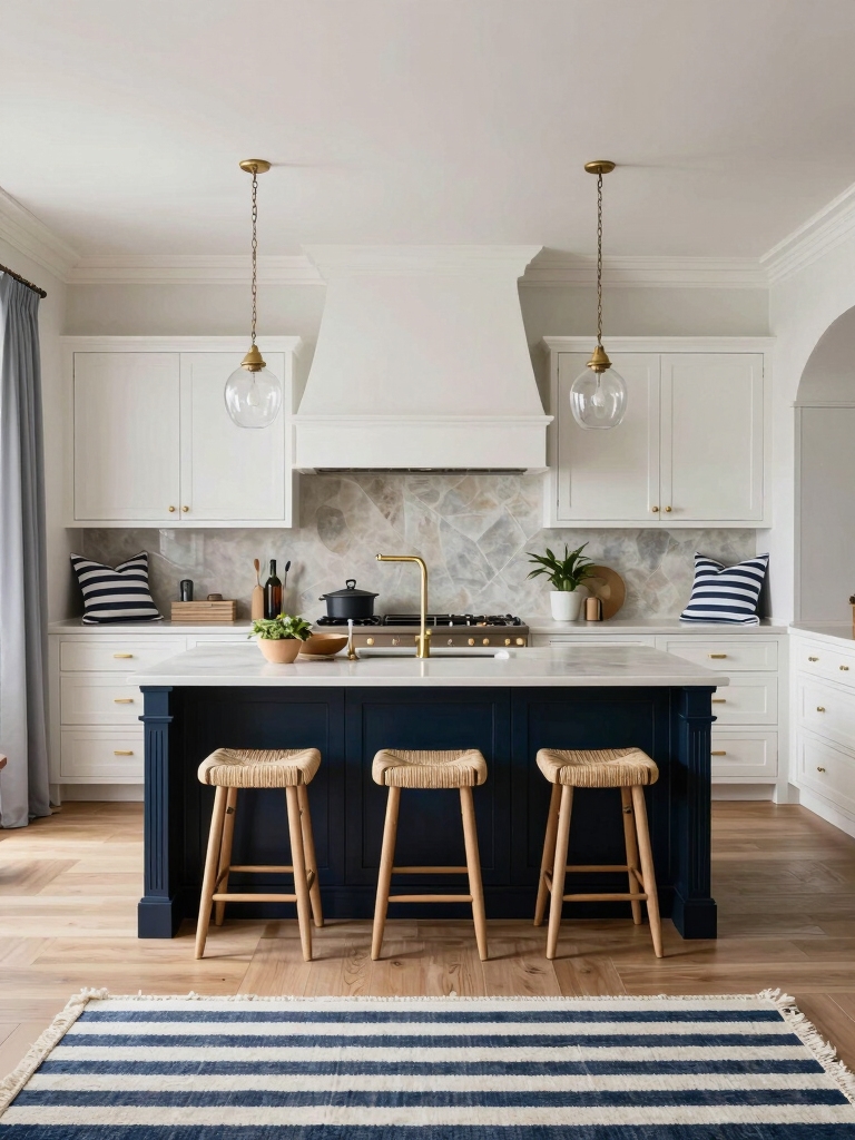 striped accents for coastal elegance