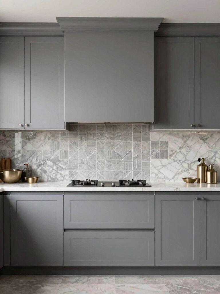 stylish backsplash for grey cabinets