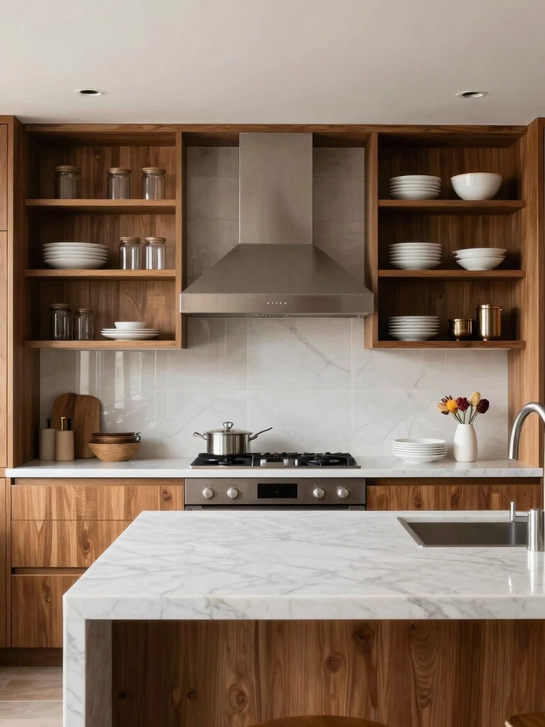 stylish organized open shelving