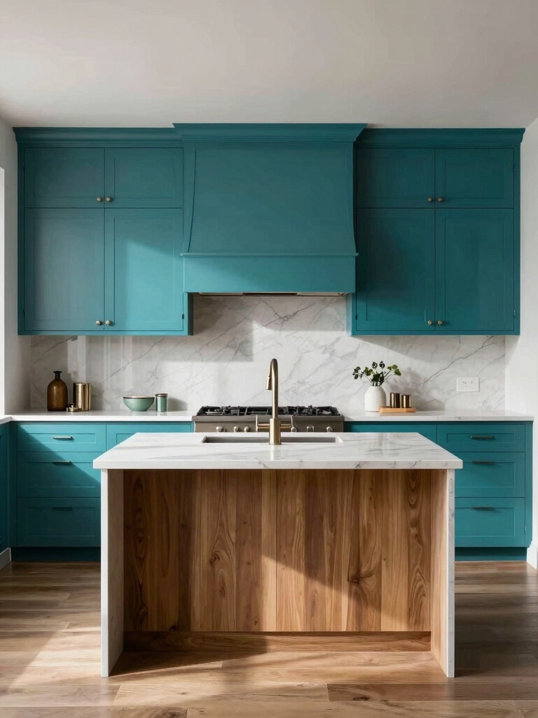 teal cabinets enhance elegance