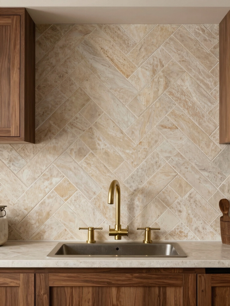 textured stone backsplash warmth