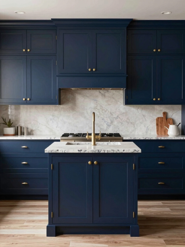 timeless navy kitchen cabinets