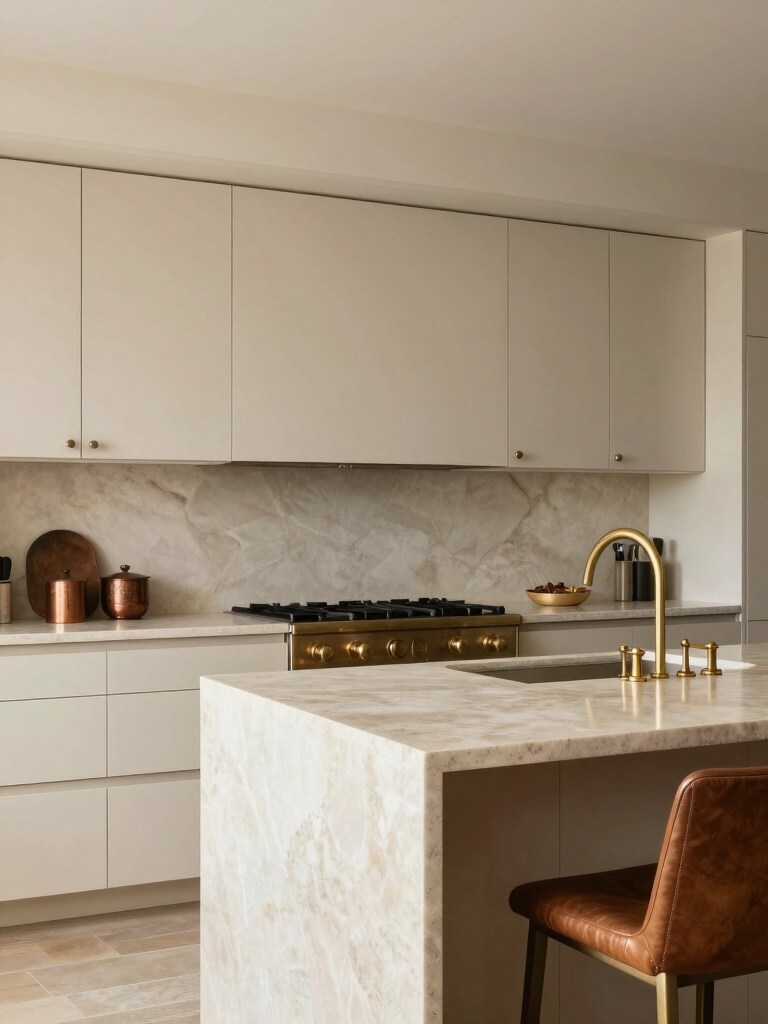 warm metallic accents enhance