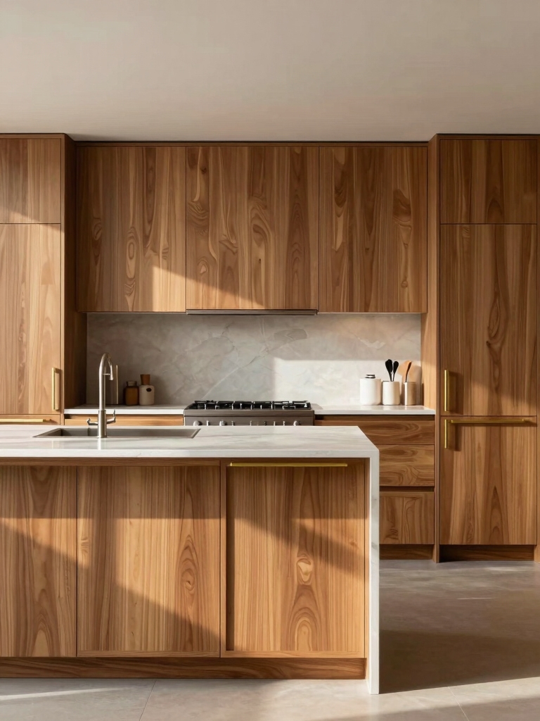 warm modern kitchen cabinets