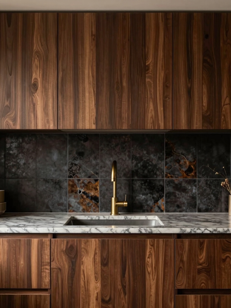 warm textures soften cabinetry