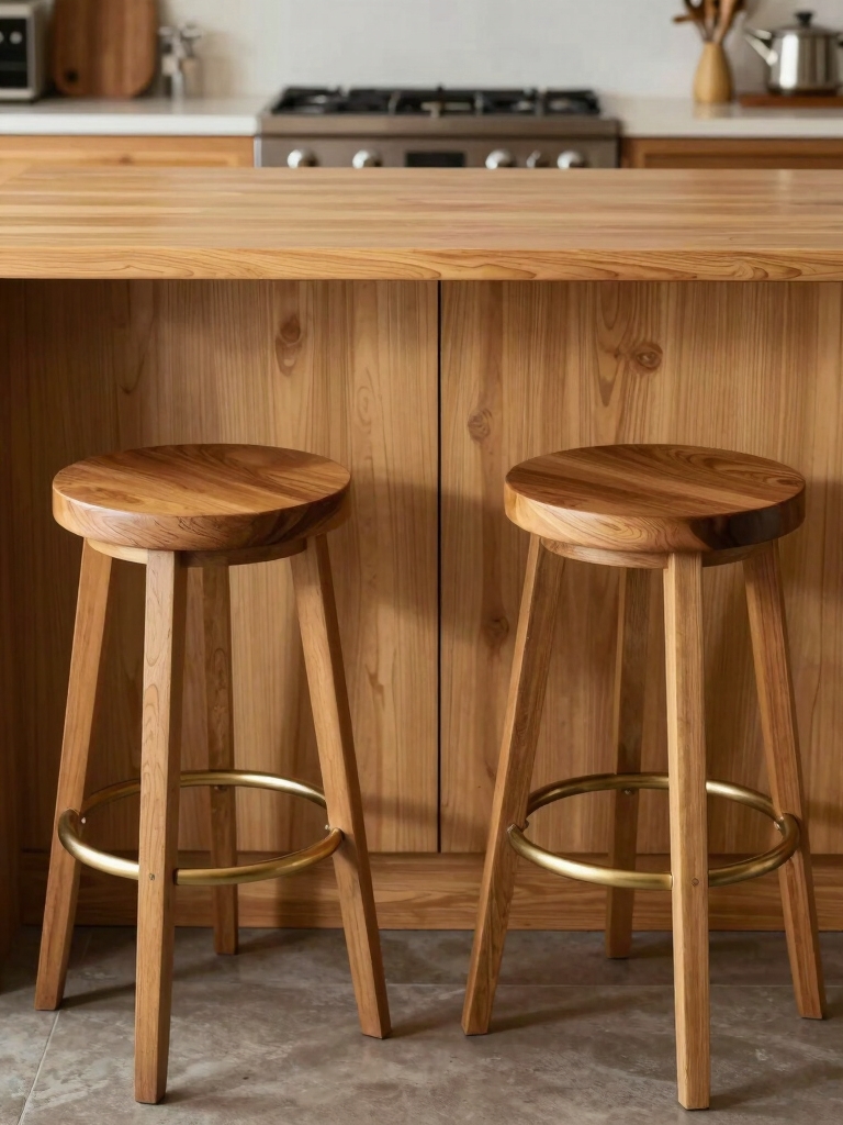 warm wood stools contrast light