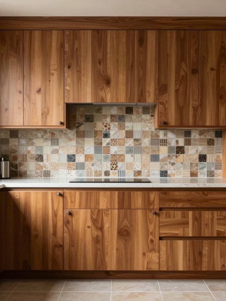 wood cabinet backsplash inspiration